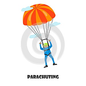 Parachuting man color illustration isolated on white