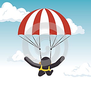 Parachuting man extreme sport graphic
