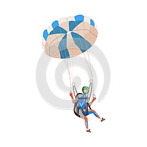 Parachuting Man Paratrooper Descenting Using Parachute Vector Illustration