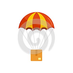 Parachuting parcel icon flat isolated vector