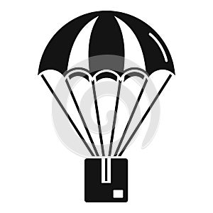 Parachuting parcel icon, simple style