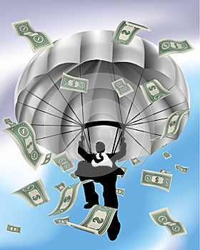 Parachuting Cash Silhouette Business Man photo