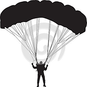 Parachutist silhouette vector photo