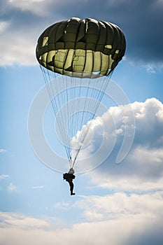 Parachutist in the war photo