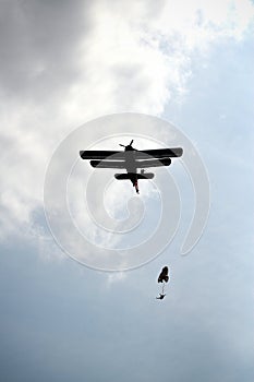 Parachutists jumping athletes