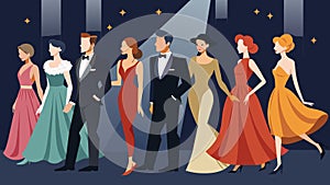 A parade of elegant evening gowns and tuxedos wowed the audience showcasing the timeless glamour of Old Hollywood photo
