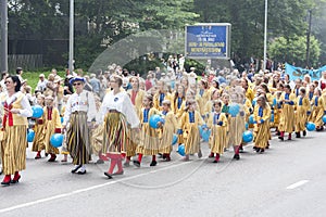 Parade of Estonian national song festival in Tallinn, Estonia