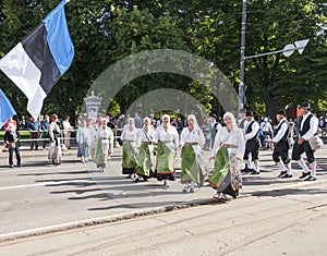 Parade of Estonian national song festival in Tallinn, Estonia