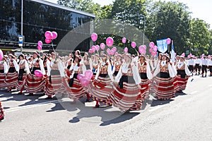 Parade of Estonian national song festival in Tallinn, Estonia