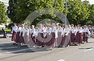 Parade of Estonian national song festival in Tallinn, Estonia