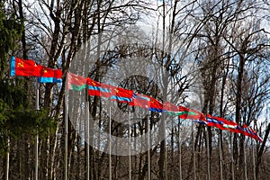 The parade of flags of the republics of the former USSR.