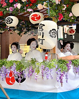 Parade of flowery Geisha girls at Gion festival