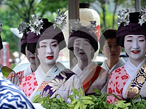 Parade of flowery Geisha girls at Gion festival