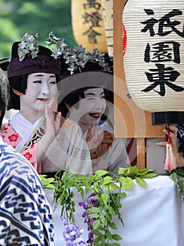 Parade of flowery Geisha girls at Gion festival