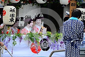 Parade of flowery Geisha girls at Gion festival