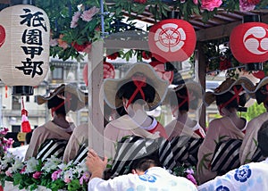 Parade of flowery Geisha girls, Kyoto Japan.