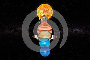 Parade of planets, appulse. 3D rendering