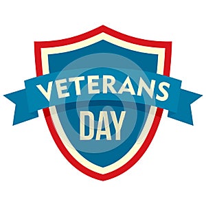 Parade veterans day logo, flat style
