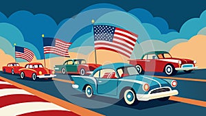 The parade of vintage cars is a tribute to the enduring spirit of America each vehicle a symbol of the countrys journey photo