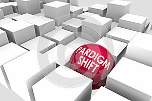 Paradigm Shift Major Change Disruption Cubes Sphere 3d Illustration photo