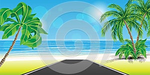 Road to tropical beach.
