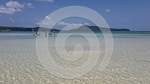 Paradise beach with hammocks Koh Rong Samloem Cambodia