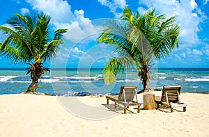 Paradise beach at Hopkins - tropical caribbean coast of Belize - Central America