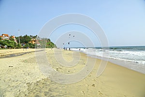 A  paradise beach  from India. Varkala. Kerala. top angle view.