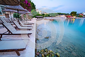 Paradise beach in Ksamil during dusk in Albania