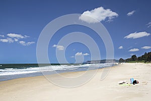 Paradise Beach with white sand in Goa, India.