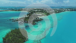 Paradise, Beautiful Landscape, Atlantic Ocean, Tropical Beach, Rocky Reefs, Aerial Shoot, Islands Of Bermuda