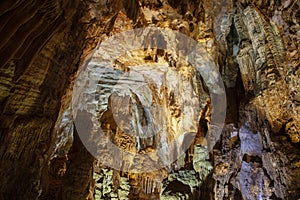 Paradise Cave Thien Duong Cave, Vietnam. Stolctites and stologmites in a paradise cave at Phong Nha-Ke Bang National