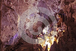 Paradise Cave Thien Duong Cave, Vietnam. Stolctites and stologmites in a paradise cave at Phong Nha-Ke Bang National