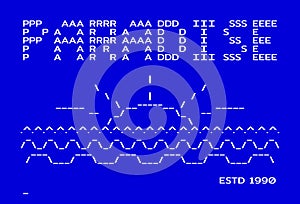 Paradise in dos symbols. Typographic apparel print old computer style