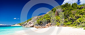 Amazing tropical beach with granite boulders on Grande Soeur Island, Seychelles photo