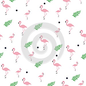 Paradise exotic tropical trendy Flamingo and pineapple Pattern