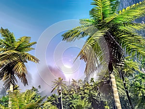 Paradise on Hawaii Island 3d rendering