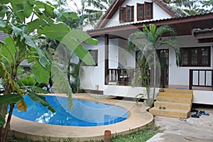 Paradise house with a swimming pool in the tropics