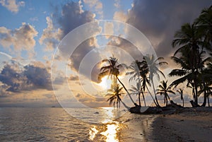 Paradise Islands in Guna Yala, Kuna Yala, San Blas, Panama. Sunset. Sunrise. photo