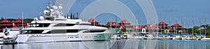 Paradise marine, luxury yachts. Eden island. Panorama.