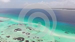 Paradise Private Island of Mnemba in Turquoise Ocean, Zanzibar, Aerial View