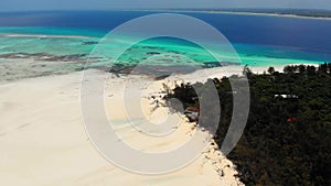 Paradise Private Island of Mnemba in Turquoise Ocean, Zanzibar, Aerial View