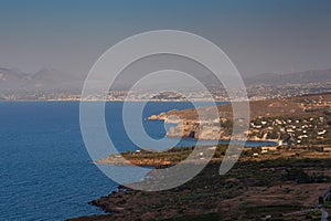 Paradise sea panorama from coastline trail of Scopello, Italy