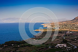 Paradise sea panorama from coastline trail of Scopello, Italy