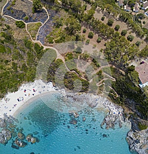 Paradise of the sub, beach with promontory overlooking the sea. Zambrone, Calabria, Italy