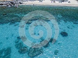 Paradise of the sub, beach with promontory overlooking the sea. Zambrone, Calabria, Italy