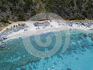 Paradise of the sub, beach with promontory overlooking the sea. Zambrone, Calabria, Italy