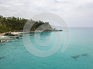 Paradise of the sub, beach with promontory overlooking the sea. Zambrone, Calabria, Italy