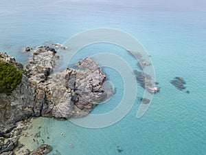 Paradise of the sub, beach with promontory overlooking the sea. Zambrone, Calabria, Italy