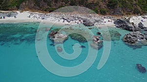 Paradise of the sub, beach with promontory overlooking the sea. Zambrone, Calabria, Italy.